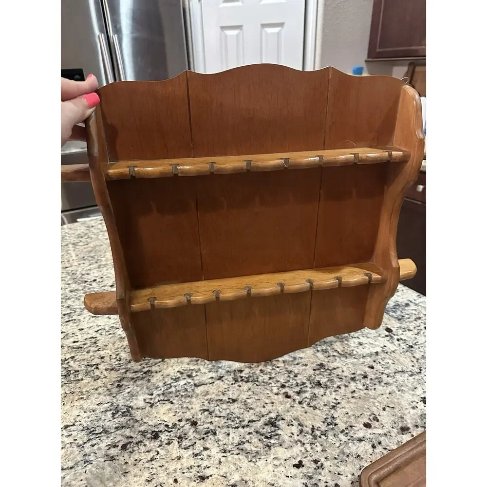 Vintage Wooden Spoon Rack -8 Slots – Wall‑Mounted Display Holder